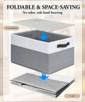 Real Deal Foldable Fabric Storage Cubes With Sturdy Reinforced Handles And Hassle Free Collapsible Closet Shelf Bins For Clothes Toys And Blankets 4 Pack, size and foldable design shown.