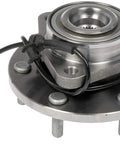 Front view of Front Wheel Bearing And Hub Assembly For Infiniti And Nissan Models One Stop Fix Complete Replacement For Quick One Part Repair Precision Fit To OE Specs Saves Time By Replacing Hub And Bearing In One Step.