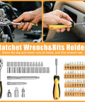 Ratchet wrench and bits holder from 328 Piece Tool Kit For Home And Auto Hand Repair Tool Set In A Sturdy Toolbox With Drawer