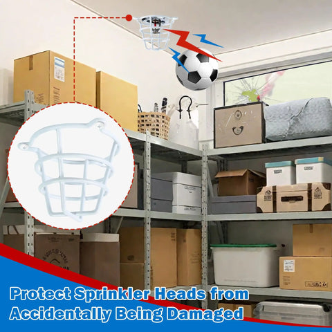 Tough As Nails White Sprinkler Head Guard To Shield Your Residential Fire Sprinklers From Accidental Hits displayed above boxes.