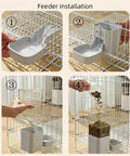 Feeding station installation steps for Automatic Gravity Food Feeder And Water Dispenser Combo Featuring 40 Oz Grain Bin And 17 Oz Leakproof Sipper Bottle For Rabbits Guinea Pigs Chinchillas Ferrets Cage Mount Feeding Station Grey No Sweat Pet Nosh.