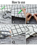 All Purpose Snap Pliers Kit For Crafts And Clothing usage steps with pliers, awl, and fabric setup