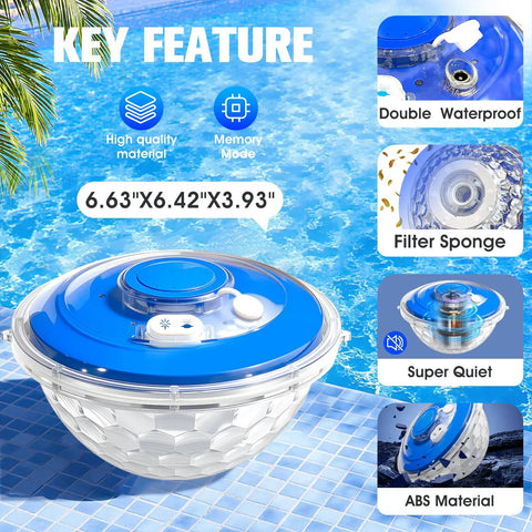 Two In One Floating Pool Fountain With Lights For Inground And Above Ground Pools, LED Underwater Light Show, Secure Anchor Mount