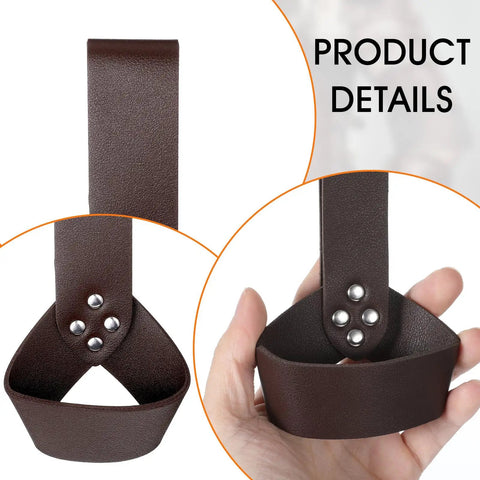 Heavy Duty Medieval Sword Belt And Scabbard Set For Knights Straight Up Classic Reenactment Wear That Goes Hard Legit Leather Build In Black Or Brown That Holds Its Ground For Folks Prepping For The Big Festival, showing brown leather strap with metal studs.