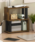Turn N Tube Desk Organizer 3 Tier Desk Shelf In Amber Pine For Small Spaces And Home Office Space Saving Open Frame Design With Fixed Shelves To Keep Your Desk Clutter Free on desk with items like stapler and calendar