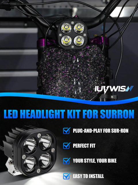 LED Headlight Kit for Sur Ron Surron LBX Light Bee X S Electric Dirt Bike with Light Bar Headlamp and Mount Bracket