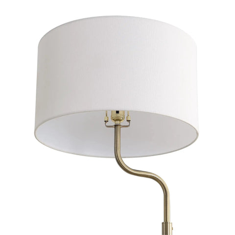 Brass Finish USB Floor Lamp With Built In Tray And USB Port For Easy Charging Tall Standing Light With Storage Shade Detail