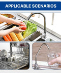 Versatile Dishwasher Drain Hose Adapter Kit With 1/4 Inch Quick Connect Fitting And 7/8 Inch Fitting For Dishwashers No Drilling Required Easy DIY Install Includes Push In Fitting Barb Coupler And Stainless Steel Clamps Fits 1/2 To 7/8 Inch Hoses applicable usage scenarios in kitchen setups, including sink and dishwasher connection