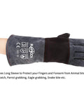 Animal Handling Gloves Bite Proof With Double Leather Reinforcement For Dogs Cats Birds Falcons Reptiles And More 16 Inch Grey Black