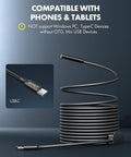 Coiled Type C Endoscope Camera With Light 1080P HD Borescope 8 Adjustable LED Lights Semi Rigid 16.5ft Cable IP67 compatible with phones