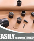 Leather Circle Cutter Tool Set With 25 Pcs Hole Punch Die Carbon Steel Punching Kit on leather surface