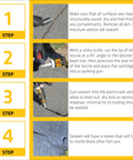 Step-by-step application of Asphalt Sealant Black Self Leveling Hybrid Crack Filler For Driveways Roadways And Pavements Tough As Nails 9 Fl Oz Cartridge.