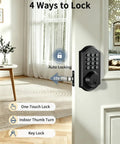 Cut The Cord On Lost Keys With This Keyless Entry Door Lock Featuring An Electronic Keypad Deadbolt For Your Front Door That Stores 100 Unique Codes With Smooth Daily Use, showing locking features.