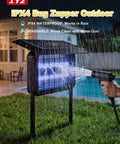 Outdoor Bug Zapper 3 In 1 Cordless Fly Trap With Solar And USB Power 6000mAh Battery Waterproof Mosquito Killer Lamp in rain
