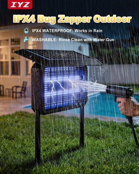 Outdoor Bug Zapper 3 In 1 Cordless Fly Trap With Solar And USB Power 6000mAh Battery Waterproof Mosquito Killer Lamp in rain