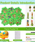 Puzzle Racer Car Track Set For Kids Ages 3 To 8 With 10 Puzzle Tracks Snail Car And Road Sign Pieces, showing track layout and pieces.
