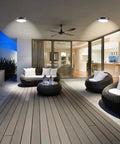 Outdoor patio with Sweet 9 Inch Flush Mount LED Ceiling Light Fixture 120V Dimmable 1000 LM illuminating the space at night
