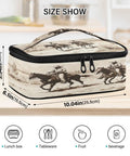 Desert Cowboys Insulated Lunch Bag With Leakproof No Spill Design on a table, side view with size measurements.