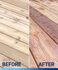 Comparison of untreated wood deck vs. finished with Heavy Duty Water Based Wood Sealer And Clear Waterproofer for enhanced weather protection.