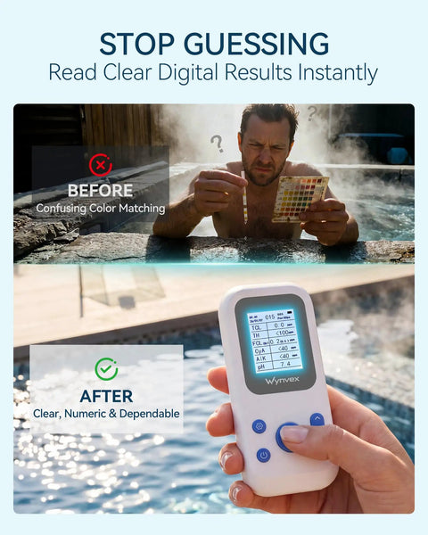 Hassle Free Digital Pool Water Test Kit With Instant Reader For Dead On Readings 7 In 1 Heavy Duty Analysis tracking readings in spa