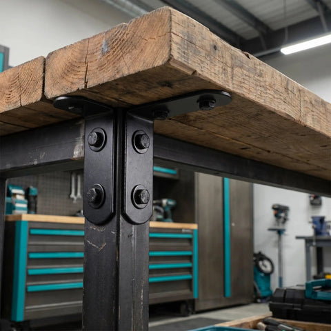 Heavy Duty L Corner Braces Kit, 20 Pcs Metal Right Angle Shelf Supports in Two Sizes, securing wooden table corner