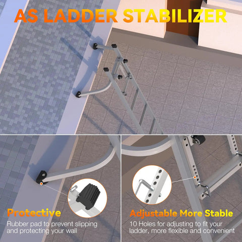 Heavy Duty 2 In 1 Ladder Stabilizer And Roof Hook Accessory Adjustable Wall Stand Off Bridge For Gutters Plus Tough As Nails Home Upgrade Gear Rock Solid Grip