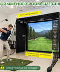 All In One Golf Simulator Enclosure Kit With Pro Grade HD Impact Screen in home garage setup