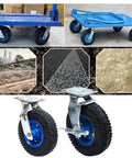 Top Shelf Heavy Duty Industrial Plate Casters With Brakes 6 8 10 Inch Furniture Wheels Set Of Two on a blue dolly cart for smooth mobility.