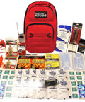 One Person 72 Hour Survival Go Bag With Food And Water, First Aid, And Prep Tools For Disasters And Earthquakes contents visible