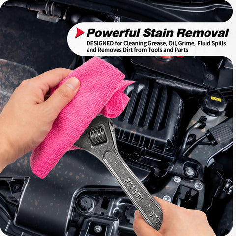 Using Ultra Absorbent Microfiber Cleaning Cloths 100 Pack 12x12 Inches All Purpose Towels for car engine cleaning