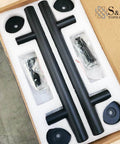Heavy Duty 12 Inch Sliding Barn Door Handle Set In Black With Powder Coat, Round Pull For 1.38 To 1.75 Inch Doors