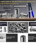 560 Piece Stainless Steel Rivet Nut Kit With Manual Rivet Nut Tool, Eight Metric And SAE Thread Sizes, 304 Stainless Rivet Nuts For Automotive DIY