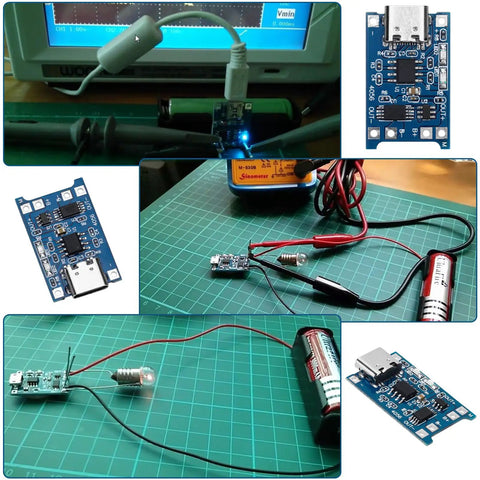 TP4056 Lithium Battery Charging Module And Protection Board With Type C Input 15 Pack For Diy Electronics Projects shown in assembly with battery.
