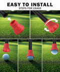 Golf Ball Retriever With Rubber Suction Cup Tool For Easy Ball Retrieval, Durable PVC Build, usage steps on grassy surface