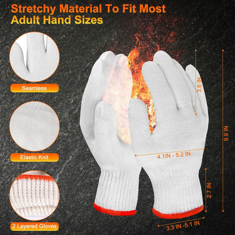 Dual Layer Heat Resistant BBQ Gloves With Nitrile And Cotton Liners 10 Mil Thick Non Slip Grip For Grilling Smoking And Handling Hot Meat Large Black Set