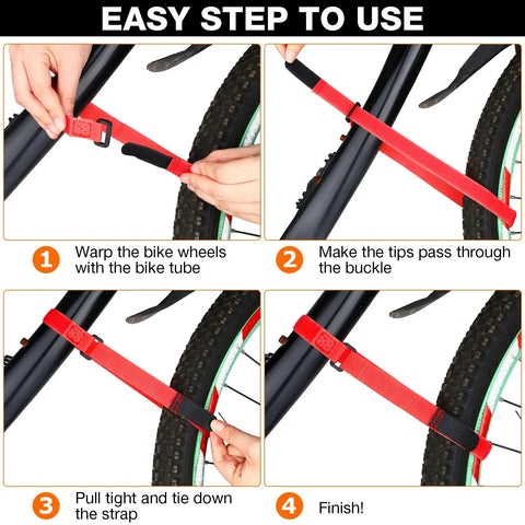 12 Pack Adjustable Bike Rack Straps 23.6 Inch Cinch Straps For Wheel Stabilization And Secure Bicycle Transport Accessories Multi Color Black Purple Red Durable Tie Downs For Hauling