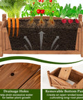 Wooden Raised Garden Bed With Drainage Holes Built Tough For Outdoor Patios And Balconies shown with removable panels and plants
