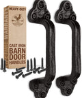 Beefy Heavy Duty Barn Door Handles Set Of 2 Black Rustic Cast Iron Gate Handles For Farmhouse Decor Sliding Doors With Hardware