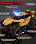 Monster 1 To 12 Scale RC Truck With LED Headlights Rechargeable Battery 33kmh Top Speed Off Road Beast side view details