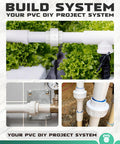 Heavy Duty One Inch PVC Union Coupling Featuring EPDM O Ring Seal For SCH 40 Pipe with lettuce background and various installations.