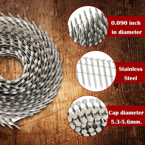 Stainless Steel Ring Shank Siding Nails Two And A Half Inch By Ninety Thousandths Inch 304 Stainless Steel 15 Degree Wire Collated
