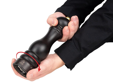 Chocolate Finish Wood Pepper Grinder With U Select Settings 9 Inch 22 Cm Even Grind Every Time Durable Kitchen Must-Have For Home Cooks Classic French Style Pepper Mill For Fresh Ground Pepper On Demand