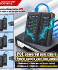 Go To RJ45 RJ11 RJ12 Cable Tester For Cat5 Cat5E Cat6 Cat6A POE With Remote Viewing And Wire Mapping Displayed With Blue Cable