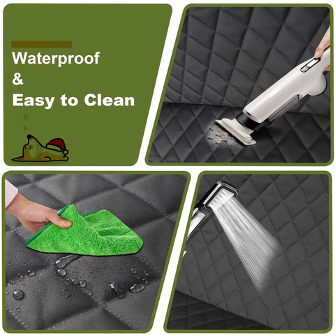 Close-up of waterproof 2 Pack Front Seat Cover For Dogs, easy to clean with wipe and vacuum, showing diamond pattern texture.