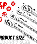Four Piece Inch Drive Ratchet Set With Flexible Head And Quick Release The Go To Beast Tool For Tight Spaces in various sizes