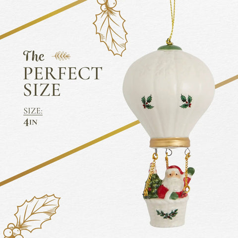 Hot Air Balloon Christmas Ornament For A Cozy Festive Vibe Durable Holiday Decor featuring Santa in a 4-inch multicolored design.