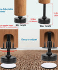 Heavy Duty Furniture Leveling Feet M8 Thread With T Nut Kit Adjustable Levelers height comparison and installation detail
