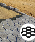 Hexagonal Concrete Molds For Walkways And Pavers DIY Cement Forms installed on outdoor pathway with paver mold inset.