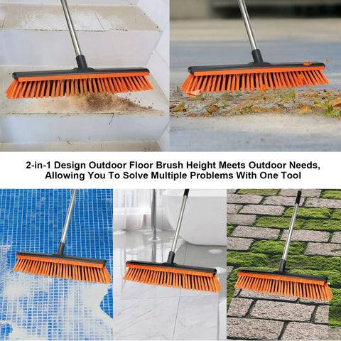 18 Inch Push Broom Outdoor With Rubber Squeegee For Heavy Duty Cleaning on various surfaces