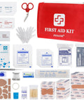 Compact 150 Piece First Aid Kit With Foil Blanket And Scissors, Mini Emergency Bag For Home Travel Camping Sports Office Car And School